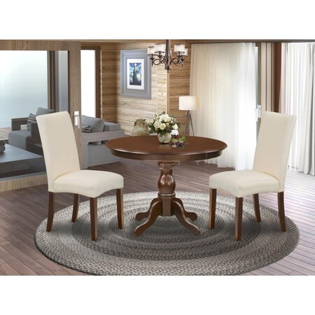 East West Furniture 3 Piece Hartland Dining Room Table Set - Mahogany HBDR3-MAH-01